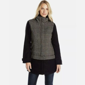 PrAna Caprise Insulated Convertible Jacket Coat Parka Plaid Herringbone Wool M